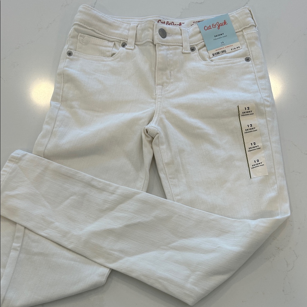 Cat & Jack Cream White Skinny Jeansadjustable Waist